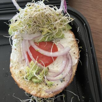 The Bagelry Covina - Barely any avocado in a tiny slice of tomato. Prepared by the Mexican girl working there. - Bagels Near Me - Covina, California The Bagelry Covina - Barely any avocado in a tiny slice of tomato. Prepared by the Mexican girl working there. - Bagels Near Me - Covina, California