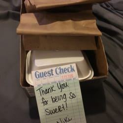 Armando's Express Pizza - Box of desserts I ordered to my boyfriend's house to surprise him, including the note I requested for it, written by the very friendly staff