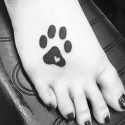 Bone Deep Tattoo - I brought a stamped picture of my dog's paw print and Mike turned it into a perfect tribute to my little love