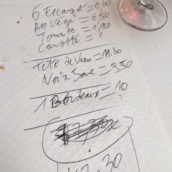 Bouillon Chartier - Our bill of 47.30 euro. I double checked the bill and was overcharged 10 euro. - French Near Me - Paris, 75