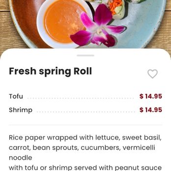 Weera Thai - Rainbow - How much the spring rolls are listed for in their specials on the app - Thai Near Me - Las Vegas, Nevada