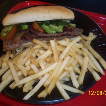 OMGrill - A peek inside my Lomo Saltado sandwich - Japanese Near Me - Van Nuys, California