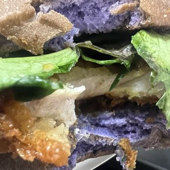 Happy Belly Eatery - Pork katsu burger with the greens and sauce - Food Trucks Near Me