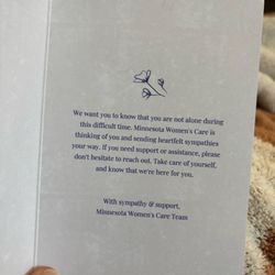 Minnesota Women's Care - Card we received following our loss.
