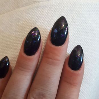 Tiffany Nails & Spa - Black with chameleon - Nail Salons Near Me - Calgary, Alberta