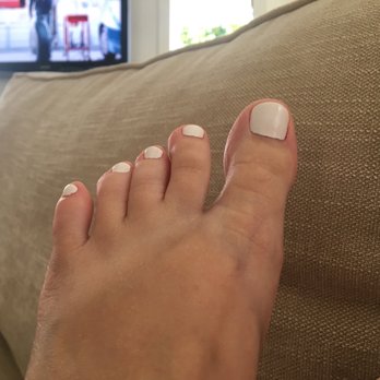 Nailed It Salon - Pedicure w regular white polish - Nail Salons Near Me - Newport Beach, California