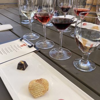 Bazán Cellars - Chocolate, manchego cheese chips, and a raspberry ganache paired beautifully with Bazan wines! - Wine Tasting Room Near Me - Napa, California