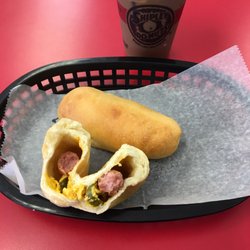 Shipley Donuts - Sausage, Cheese, Jalapeño and a Vanilla Ice Coffee for Mr. Texas
