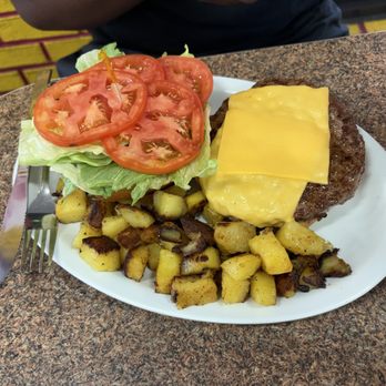 Dandee Donut Factory - Burger with breakfast potatoes - Donuts Near Me - Pompano Beach, Florida Dandee Donut Factory - Burger with breakfast potatoes - Donuts Near Me - Pompano Beach, Florida