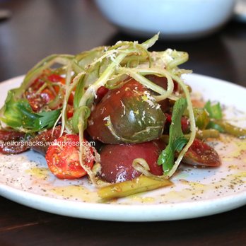 Spencer - Heirloom tomato ($15) - pole bean, celery, horseradish, olive, aleppo - New American Near Me - Ann Arbor, Michigan
