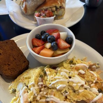 Toni's Courtyard Café - Breakfast Burrito and Salmon Scramble - Sandwiches Near Me - Merced, California Toni's Courtyard Café - Breakfast Burrito and Salmon Scramble - Sandwiches Near Me - Merced, California