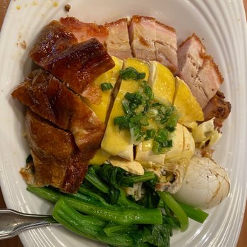 New Great Wall BBQ - Rice dish with roast pork belly, roast duck, princess chicken - Barbeque Near Me - Chicago, Illinois