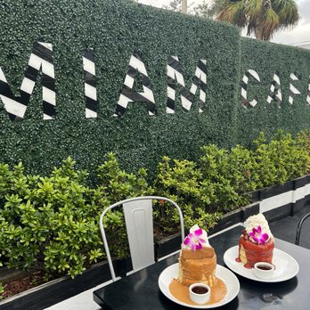 MIAM Cafe - Pancakes: Lotus and dulce de leche (L) and guave and cheese (R) - Sandwiches Near Me - Miami, Florida