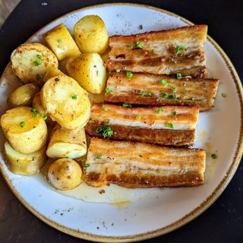 The Cow Tipper at Oceanpoint Ranch - pork belly with potatoes - Breakfast & Brunch Near Me - Cambria, California The Cow Tipper at Oceanpoint Ranch - pork belly with potatoes - Breakfast & Brunch Near Me - Cambria, California