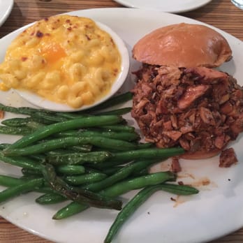 Cutlass Grille - Chopped jerk chicken sandwich with a side of fresh green beans and macaroni and cheese - Caribbean Near Me - Chesapeake, Virginia