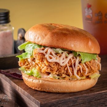 ABC Chicken - a close up of a sandwich on a cutting board - Fast Food Near Me - Fremont, California