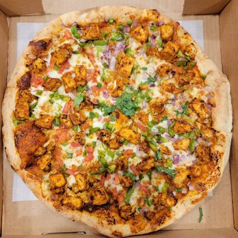 My Indian Pizza - Half Butter Chicken and half Tandoori Chicken - Pizza Near Me - Sunnyvale, California My Indian Pizza - Half Butter Chicken and half Tandoori Chicken - Pizza Near Me - Sunnyvale, California