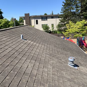 Seattle Window Cleaners - Roof cleaning - after! We clean roofs by scrubbing the moss off using a stiff plastic brush, then then treating the roof with MossOut - Window Washing Near Me - Seattle, Washington Seattle Window Cleaners - Roof cleaning - after! We clean roofs by scrubbing the moss off using a stiff plastic brush, then then treating the roof with MossOut - Window Washing Near Me - Seattle, Washington