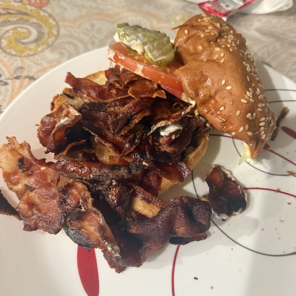Five Guys - The BLT Sandwich with burn black bacon - Burgers Near Me - Kalispell, Montana Five Guys - The BLT Sandwich with burn black bacon - Burgers Near Me - Kalispell, Montana