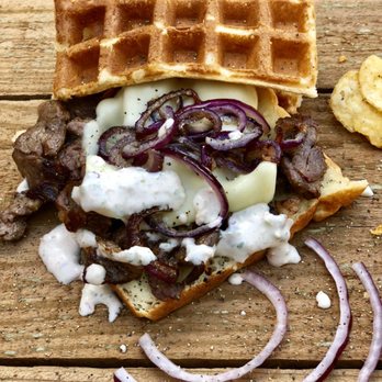Waffle O'licious - Philly cheese steak waffle - Food Trucks Near Me Waffle O'licious - Philly cheese steak waffle - Food Trucks Near Me