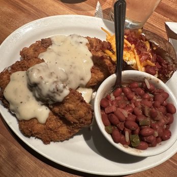 Cheddar's Scratch Kitchen - Country Fried Chicken (Doubled) Loaded Baked Potato W/ Bacon Red Beans & Rice - Comfort Food Near Me - Chandler, Arizona Cheddar's Scratch Kitchen - Country Fried Chicken (Doubled) Loaded Baked Potato W/ Bacon Red Beans & Rice - Comfort Food Near Me - Chandler, Arizona