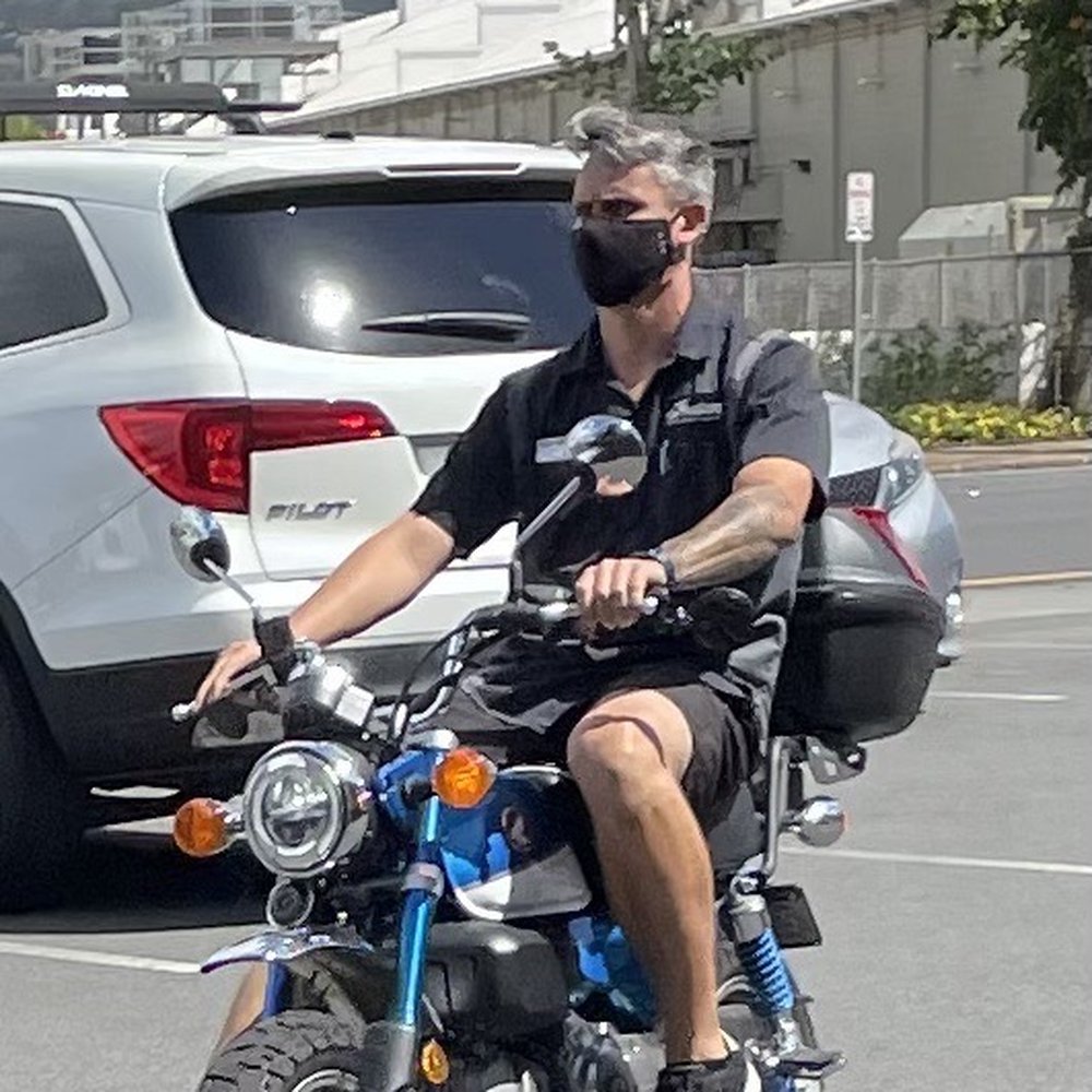 Montgomery Powersports - The tech riding a blue monkey. - Motorcycle Repair Near Me - Honolulu, Hawaii Montgomery Powersports - The tech riding a blue monkey. - Motorcycle Repair Near Me - Honolulu, Hawaii