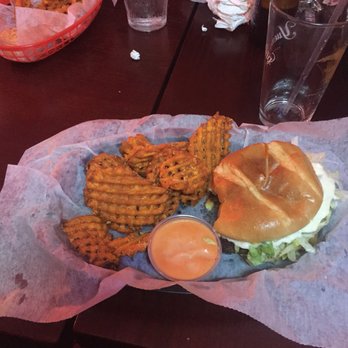 Legends Southside Bar - Legends burger with sweet potato waffle fries and special sauce. - Sports Bars Near Me - Richmond, Indiana Legends Southside Bar - Legends burger with sweet potato waffle fries and special sauce. - Sports Bars Near Me - Richmond, Indiana