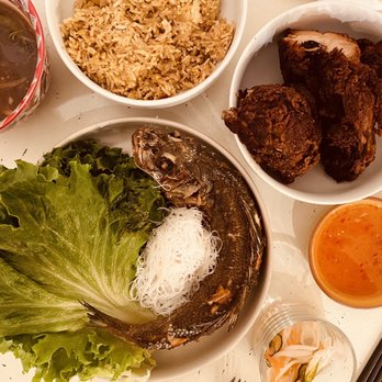 Tiki Thai - Crispy Whole Branzino and Hot Gai Platter (takeout) - Tiki Bars Near Me - Reston, Virginia Tiki Thai - Crispy Whole Branzino and Hot Gai Platter (takeout) - Tiki Bars Near Me - Reston, Virginia