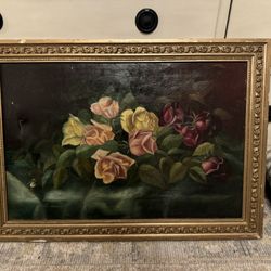 KC Arts - I purchased this oil painting at a flea market. It had a tear in it and a couple of scratches and it was in an ugly plastic frame.
