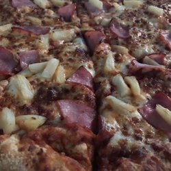 Domino's Pizza - Large two-topping with ham and pineapple.