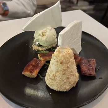 TRIS - BANANA PUDDING Diplomat Cream, Baked Meringue - New American Near Me - The Woodlands, Texas TRIS - BANANA PUDDING Diplomat Cream, Baked Meringue - New American Near Me - The Woodlands, Texas