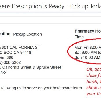 Walgreens - No mention of their one hour lunch break ANYWHERE - Drugstores Near Me - San Francisco, California Walgreens - No mention of their one hour lunch break ANYWHERE - Drugstores Near Me - San Francisco, California