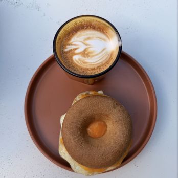 Origin Coffee Bar - Bacon, Egg, and Cheese Bagel and a Contando - Coffee & Tea Near Me - Hilton Head Island, South Carolina