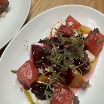 L'Artusi - beets and watermelon with ricotta. - Italian Near Me - New York, New York