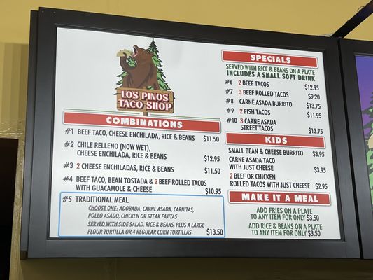 Menu photo 2 Los Pinos Taco Shop La Mesa, CA Menu photo 2 Los Pinos Taco Shop La Mesa, CA