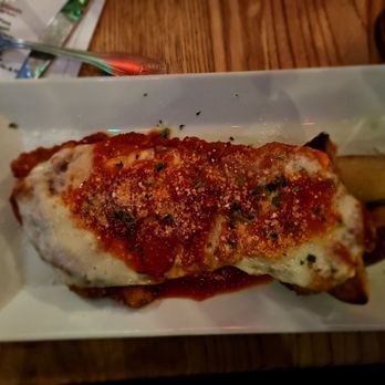 La Lanterna Restaurant & Caffe - Chicken Cutlet Parmigiano with potato wedges - Italian Near Me - Yonkers, New York