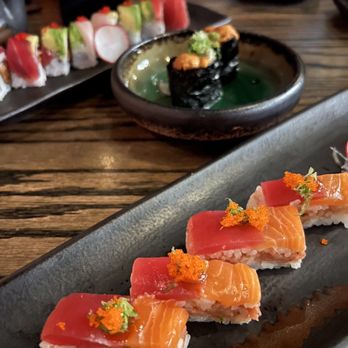 Kinjo Room - Spicy Tuna Osaka Box Style Special Roll - Sushi Bars Near Me - Atlanta, Georgia Kinjo Room - Spicy Tuna Osaka Box Style Special Roll - Sushi Bars Near Me - Atlanta, Georgia
