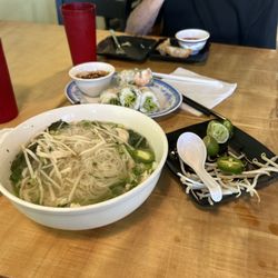 My Ma Dim Sum - Chicken pho, spring rolls and gyoza