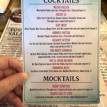 Voodoo Cove - Drink menu (front and back options) - Burgers Near Me - Bullhead City, Arizona Voodoo Cove - Drink menu (front and back options) - Burgers Near Me - Bullhead City, Arizona