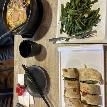 Dumpling and Noodle House - Chinese Beef Roll, Stir-Fried Green Been, beef Spicy Rice Noodle Soup with sliced Beef - Noodles Near Me - Concord, California Dumpling and Noodle House - Chinese Beef Roll, Stir-Fried Green Been, beef Spicy Rice Noodle Soup with sliced Beef - Noodles Near Me - Concord, California