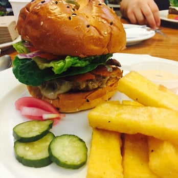 EAT - Classic Burger combo with polenta fries ($11.99) -- bacon and cheese are an extra charge - Food Delivery Services Near Me