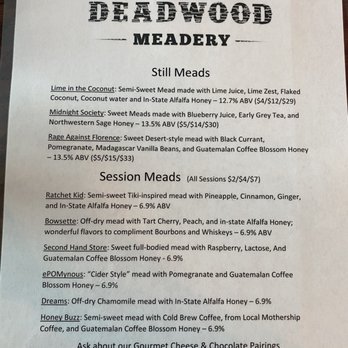Deadwood Meadery - Menu - Meaderies Near Me - Henderson, Nevada