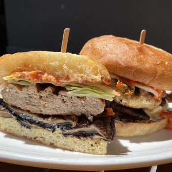 Cafe Bernardo - Turkey burger with added mushroom - Breakfast & Brunch Near Me - Sacramento, California Cafe Bernardo - Turkey burger with added mushroom - Breakfast & Brunch Near Me - Sacramento, California