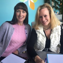 Centered - Dr. Amy Coleman and Connie Milligan, LCSW spending time together in our community space.