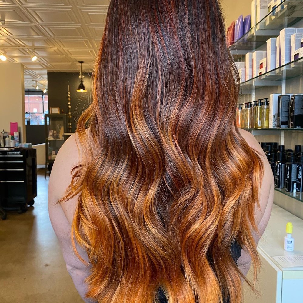 Starling Salon - From the back, natural color to red/copper ombré - Hair Stylists Near Me - Denver, Colorado Starling Salon - From the back, natural color to red/copper ombré - Hair Stylists Near Me - Denver, Colorado