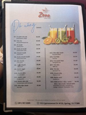 Menu photo 5 Pho Zone Spring, TX