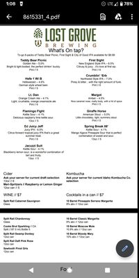 Menu photo 5 Lost Grove Brewing Boise, ID Menu photo 5 Lost Grove Brewing Boise, ID