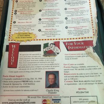 Angelo's Spaghetti & Pizza House - Irving - Pizza Near Me - Irving, Texas