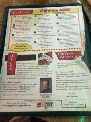 Menu photo 5 Angelo's Spaghetti & Pizza House - Irving Irving, TX