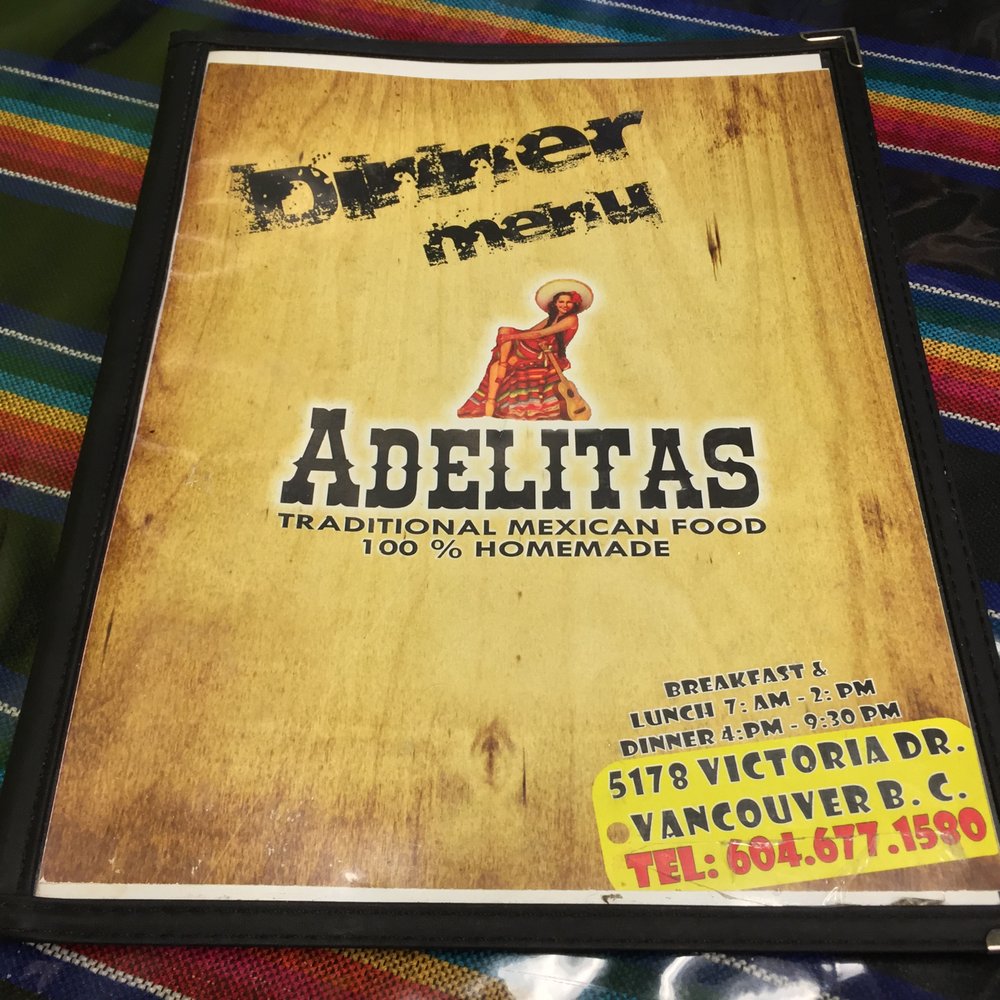 Adelitas - Front of menu~ - Mexican Near Me - Vancouver, British Columbia Adelitas - Front of menu~ - Mexican Near Me - Vancouver, British Columbia